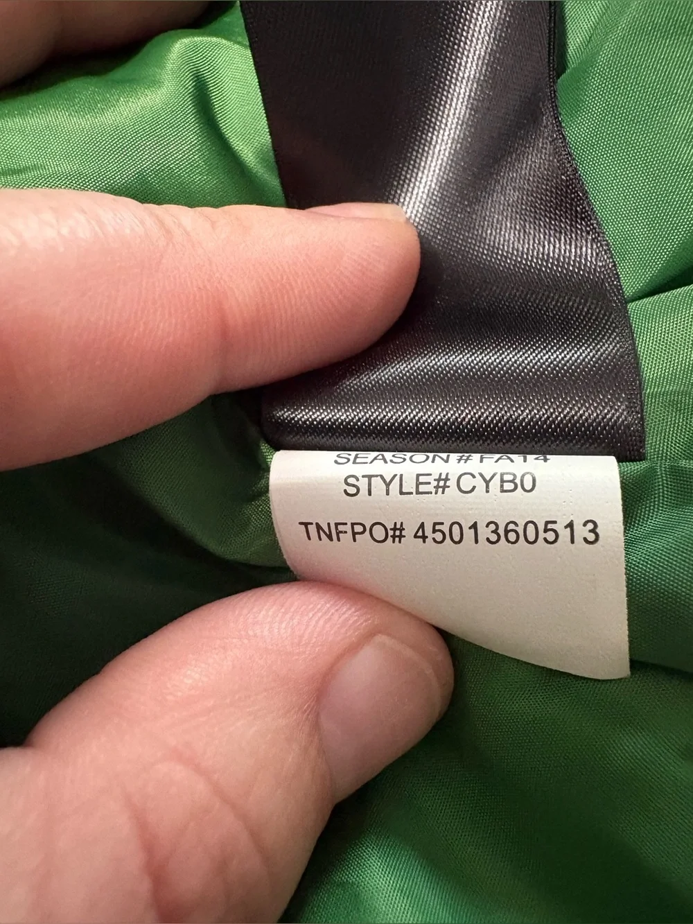 North Face men’s green puffer jacket, XL